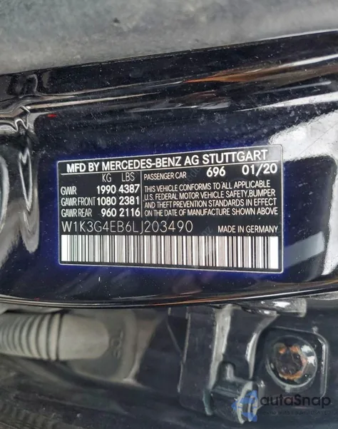 2020 Mercedes-Benz A 220 z USA, uszkodzony, nr VIN W1K3G4EB6LJ203490